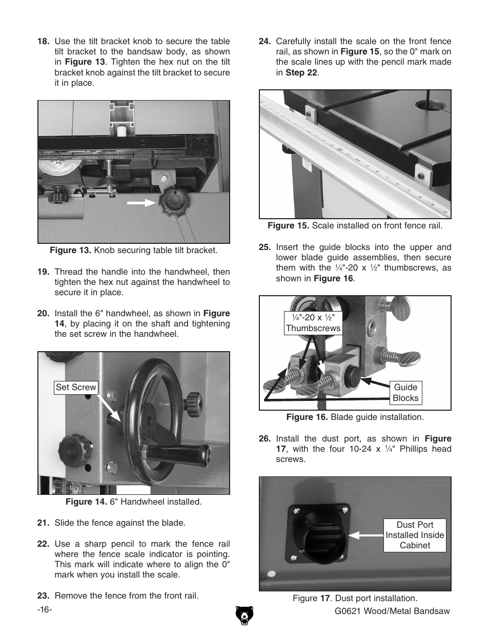 Grizzly G0621 User Manual | Page 18 / 60