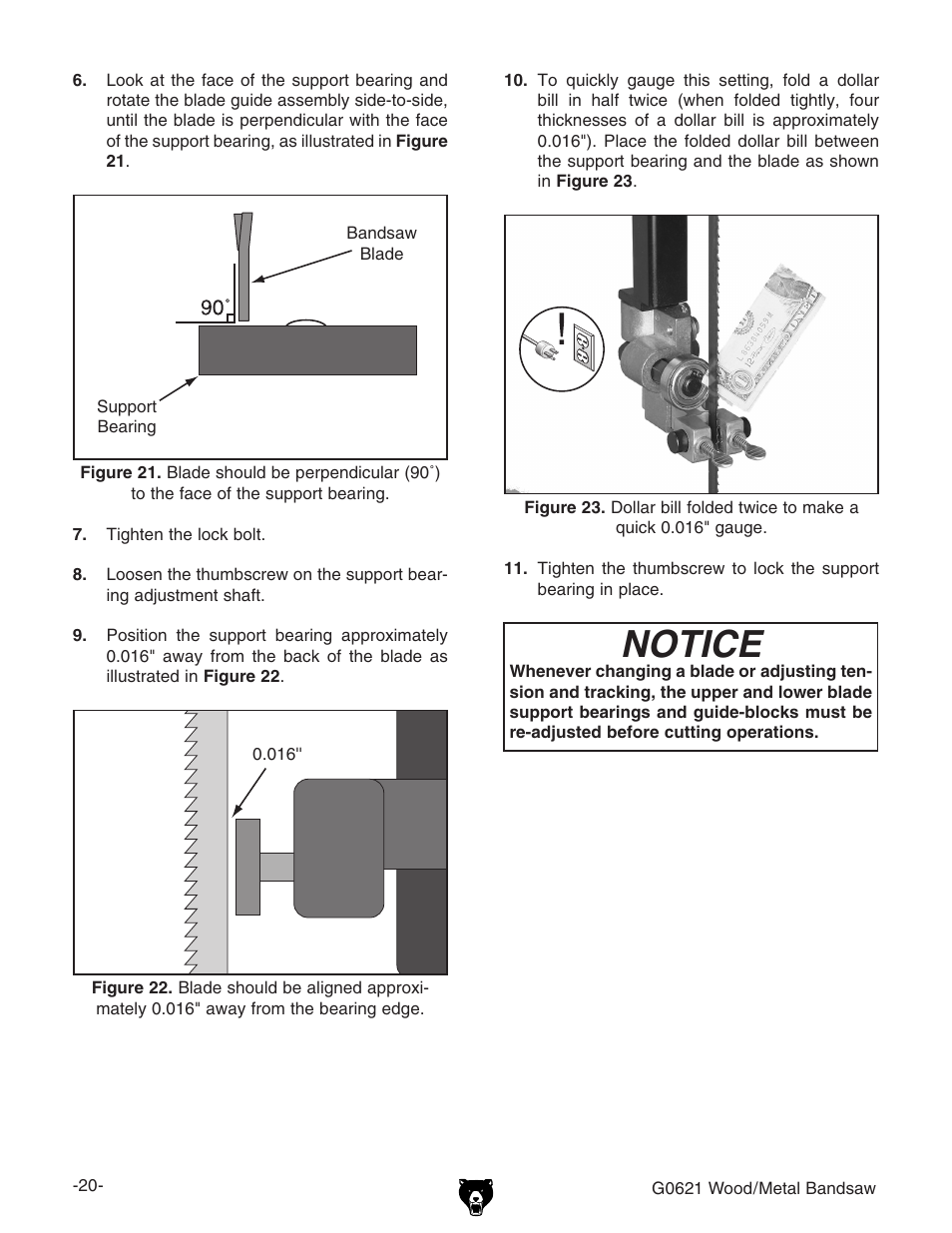 Notice | Grizzly G0621 User Manual | Page 22 / 60