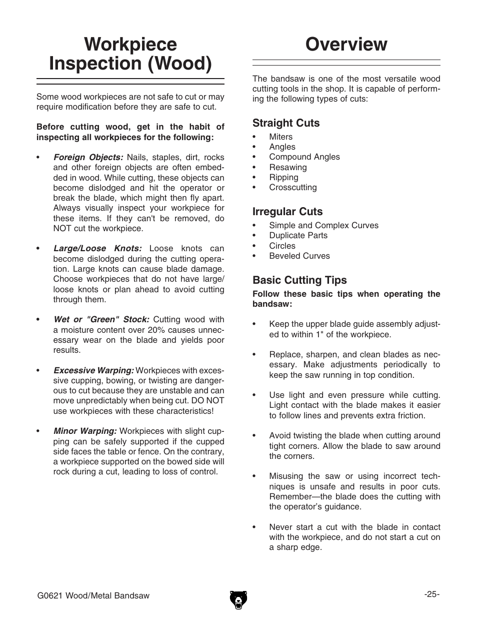 Overview workpiece inspection (wood) | Grizzly G0621 User Manual | Page 27 / 60