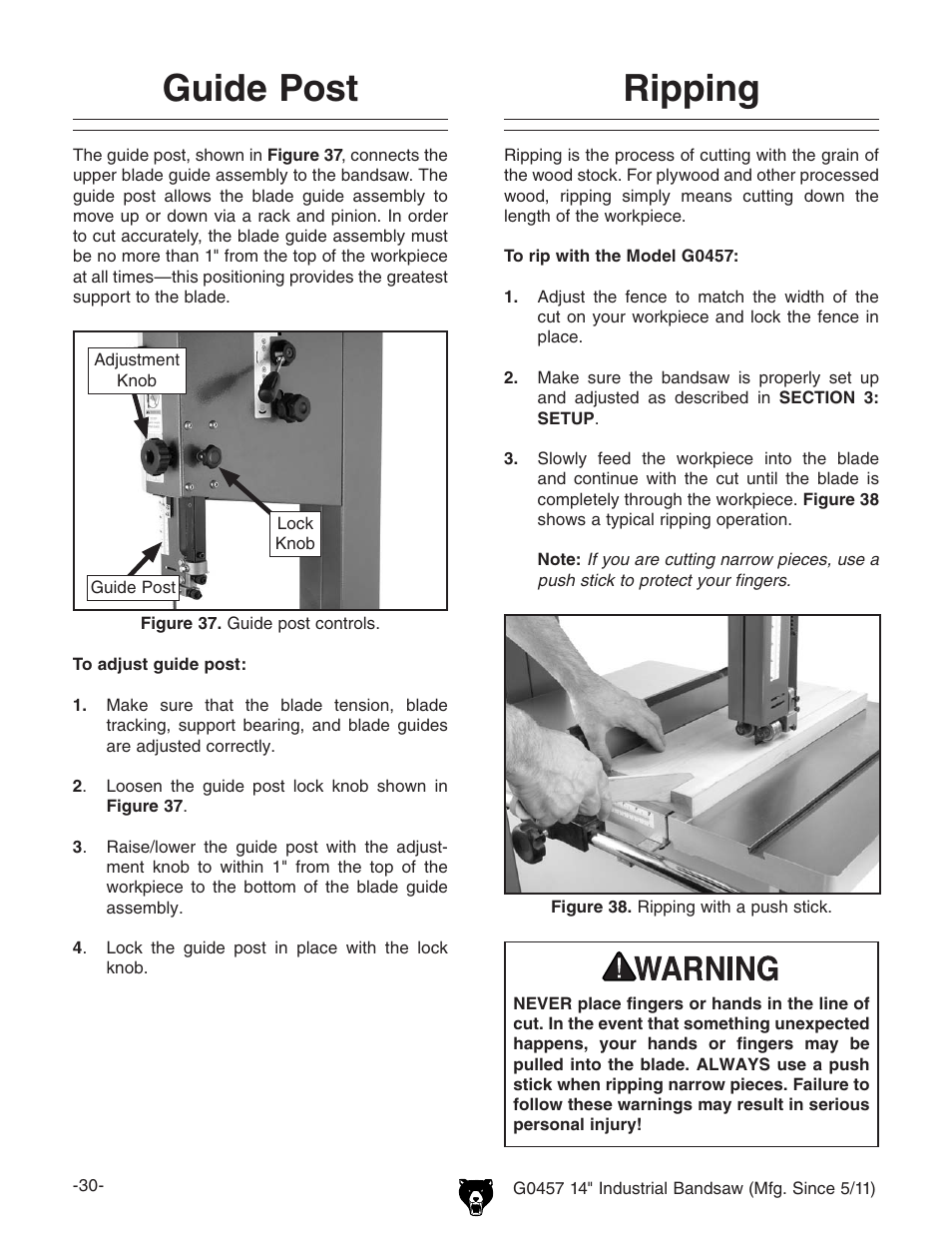 Guide post, Ripping | Grizzly G0457 User Manual | Page 32 / 64