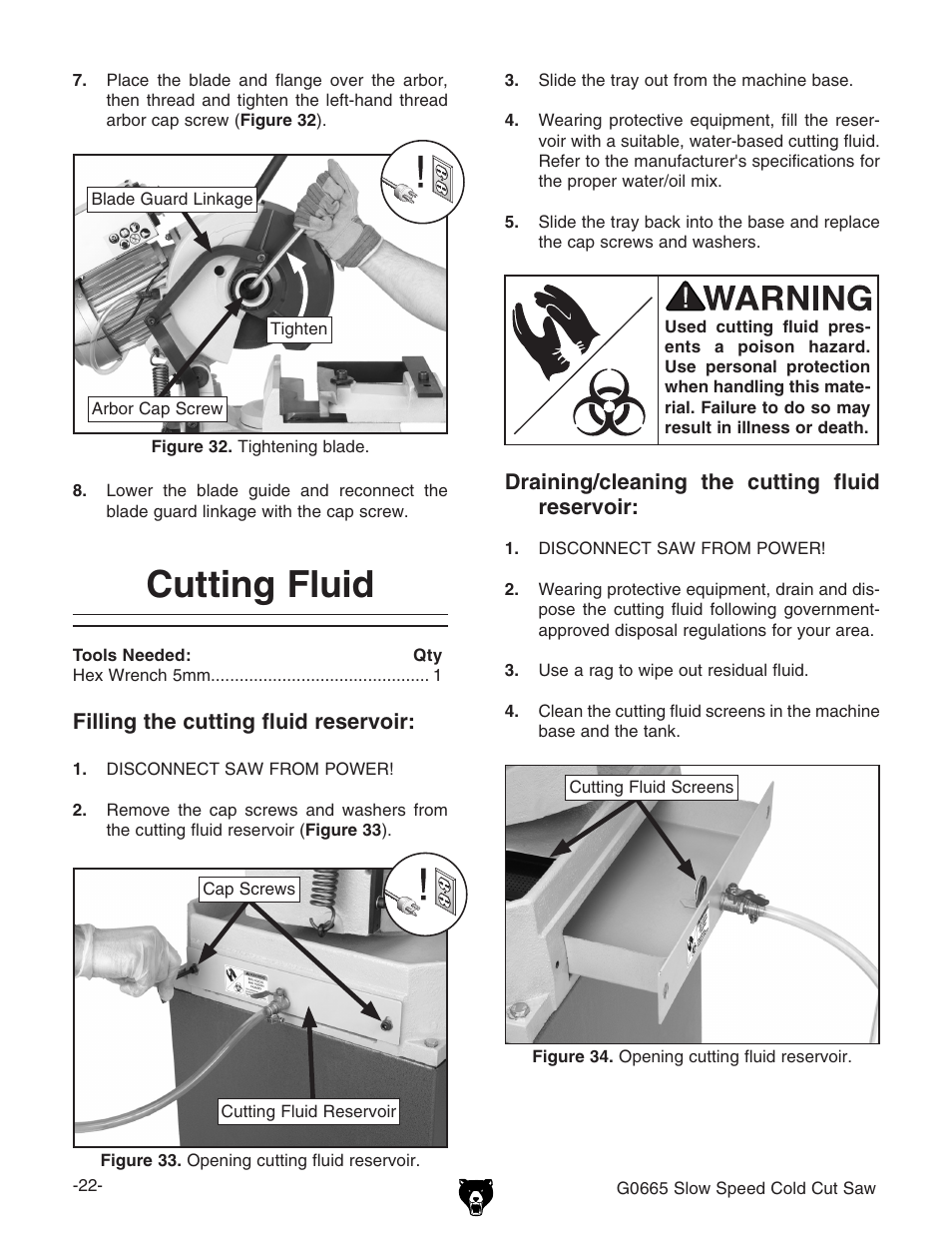 Cutting fluid | Grizzly Slow Speed Cold Cut G0665 User Manual | Page 24 / 40