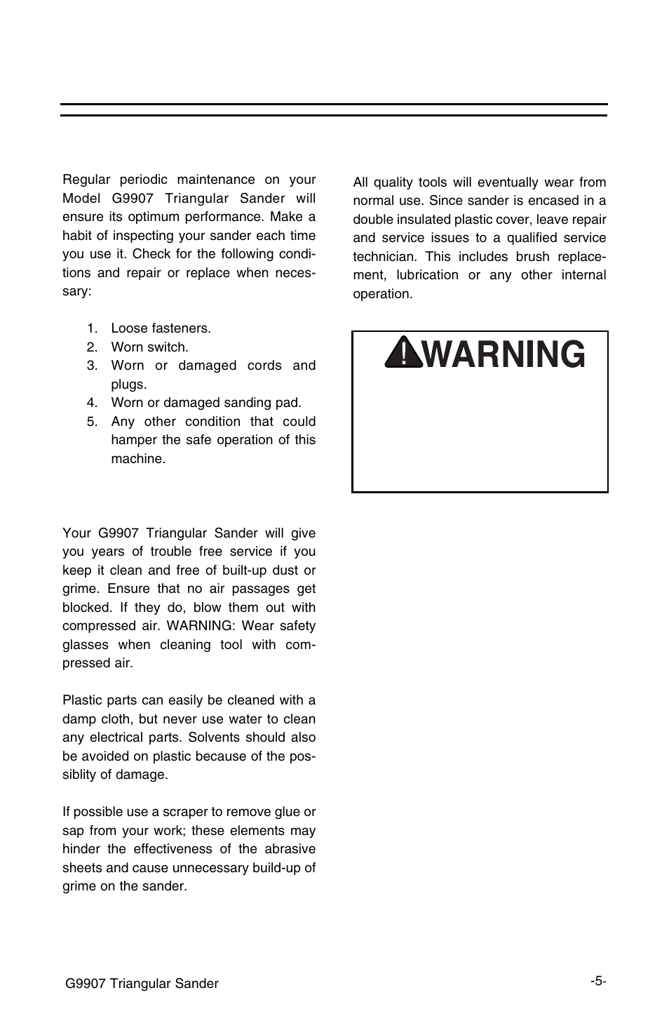 Maintenance, General, Keeping tool clean | Repair and service | Grizzly G9907 User Manual | Page 7 / 10