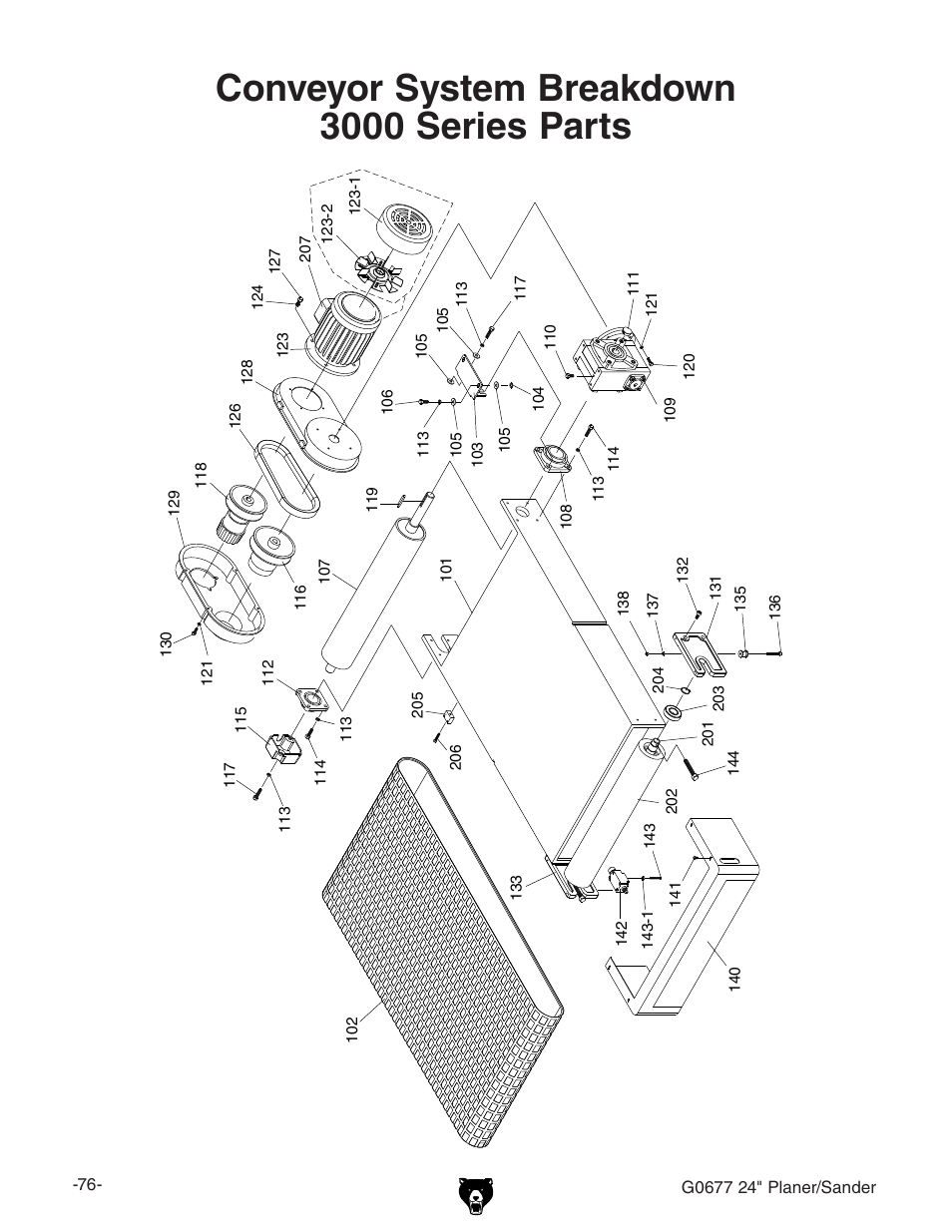 Conveyor system breakdown 3000 series parts | Grizzly G0677 User Manual | Page 6 / 18