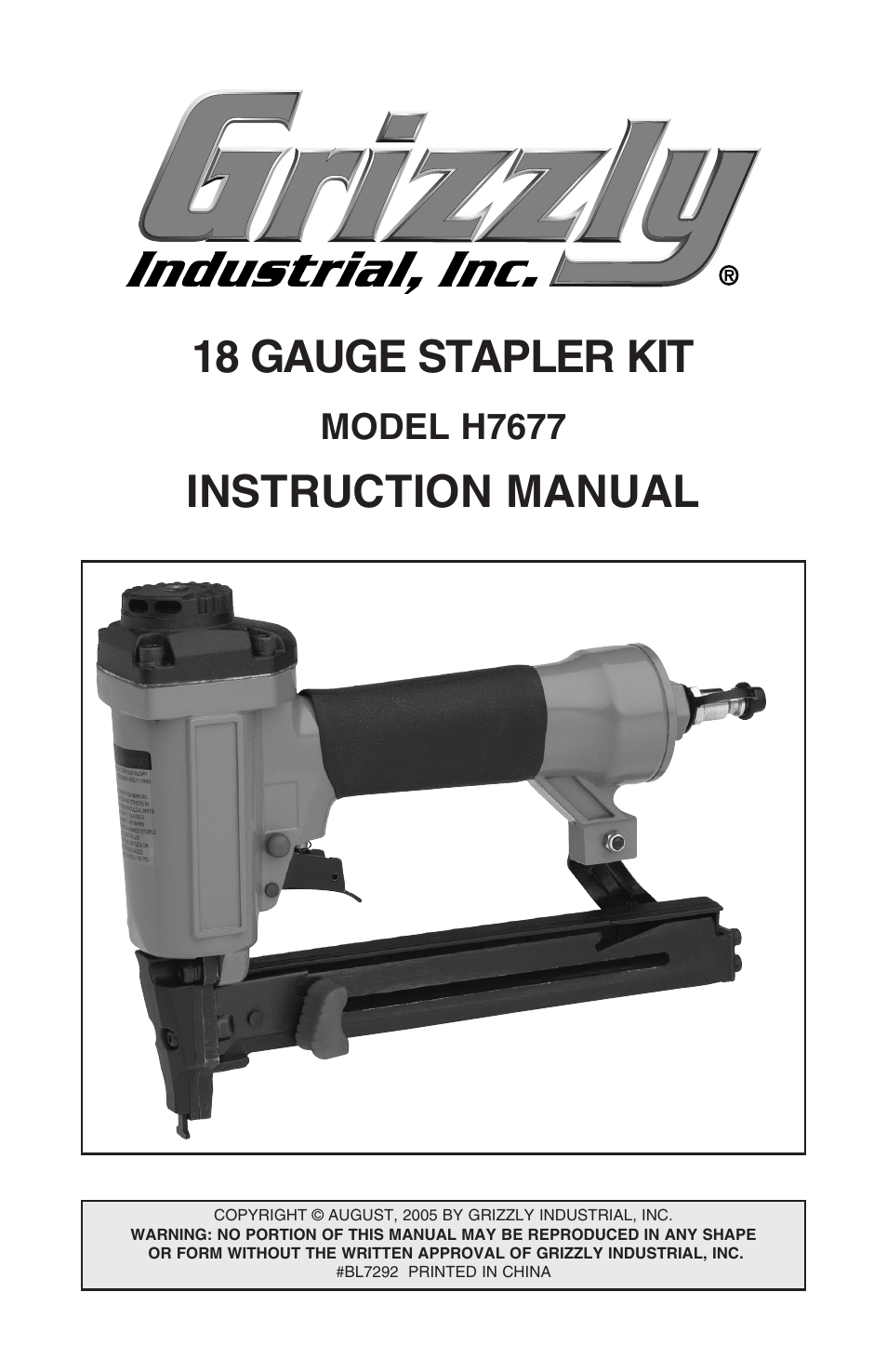 Grizzly H7677 User Manual | 20 pages