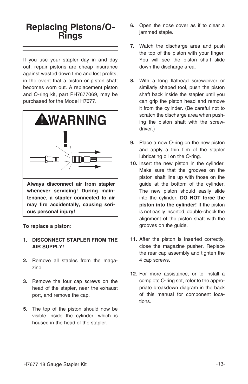 Replacing pistons/o- rings | Grizzly H7677 User Manual | Page 13 / 20