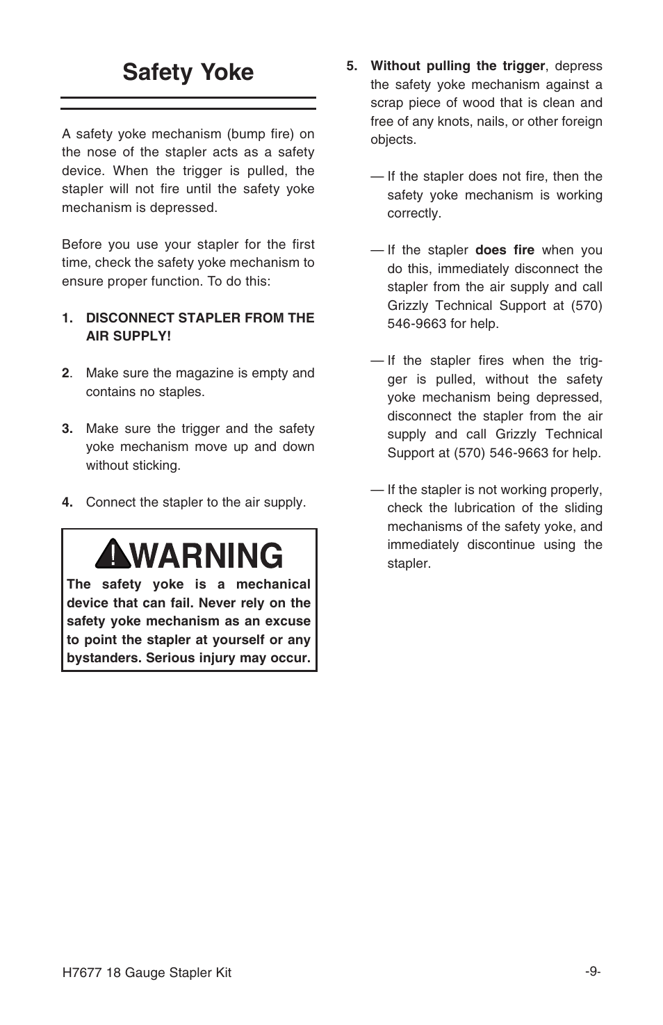 Safety yoke | Grizzly H7677 User Manual | Page 9 / 20