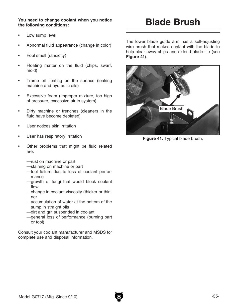 Blade brush | Grizzly G0717 User Manual | Page 37 / 60