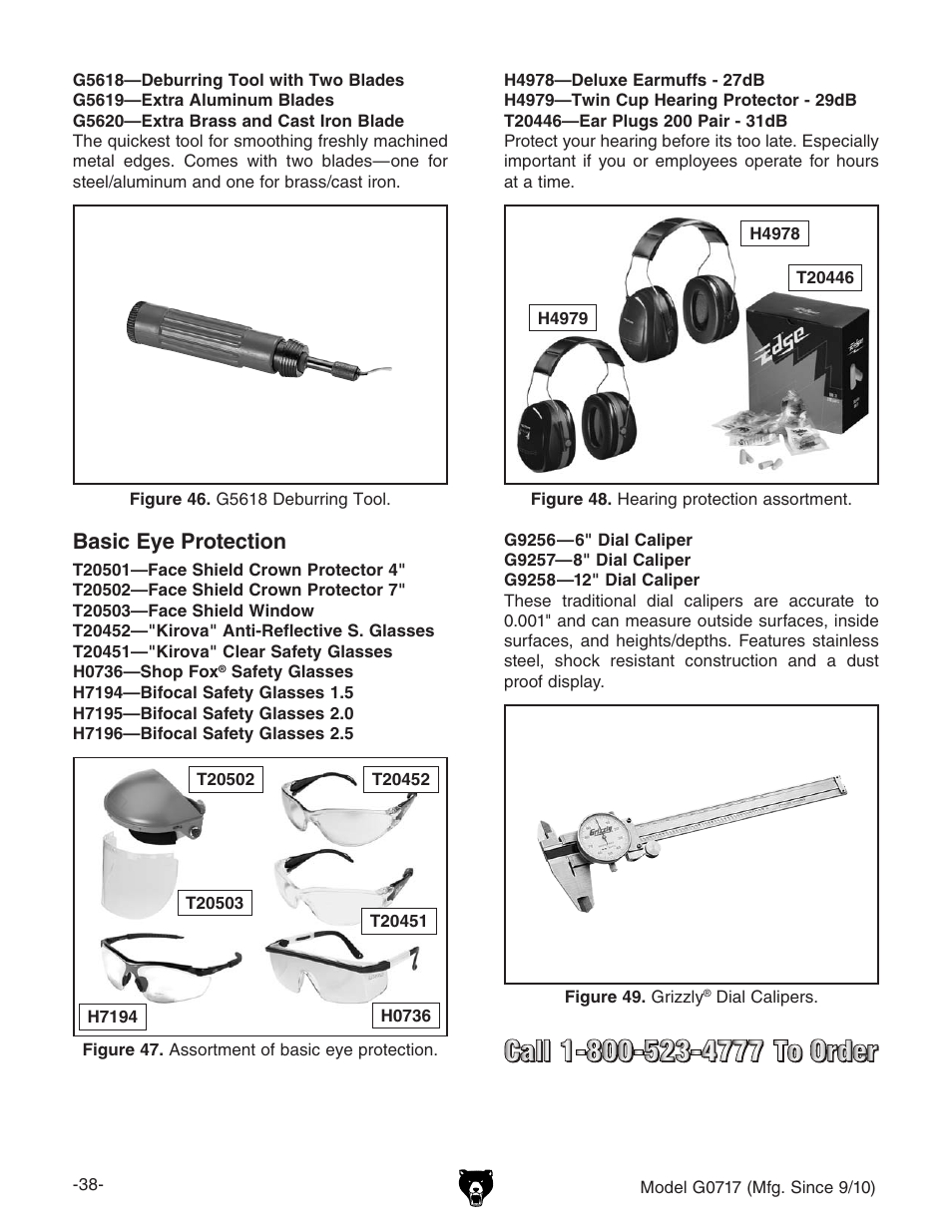 Basic eye protection | Grizzly G0717 User Manual | Page 40 / 60