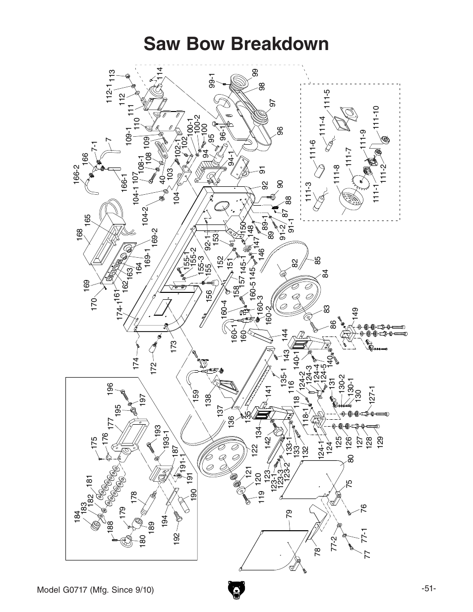 Saw bow breakdown | Grizzly G0717 User Manual | Page 53 / 60