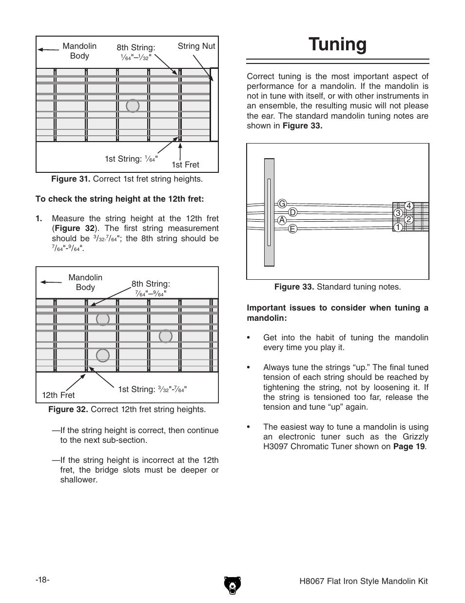 Tuning | Grizzly H8067 User Manual | Page 20 / 28