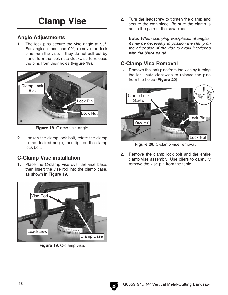 Clamp vise | Grizzly G0659 User Manual | Page 20 / 60