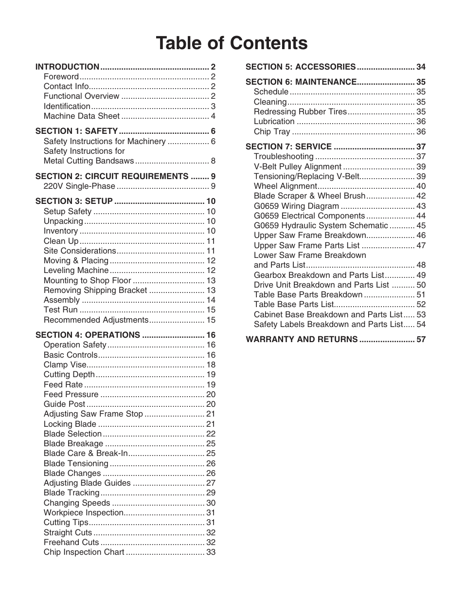 Grizzly G0659 User Manual | Page 3 / 60