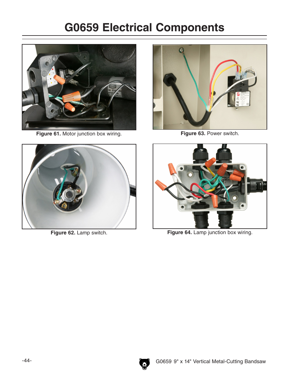 G0659 electrical components | Grizzly G0659 User Manual | Page 46 / 60
