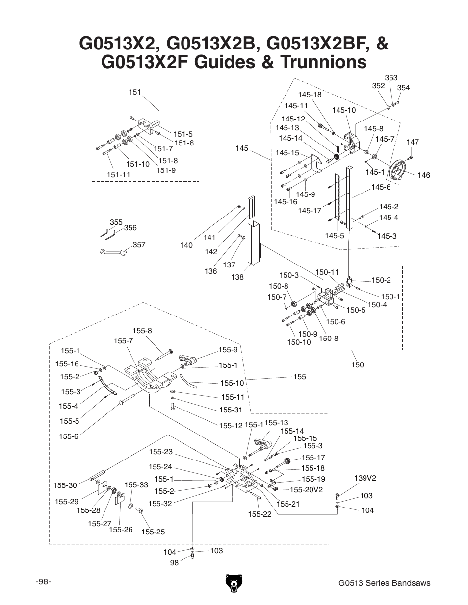 Grizzly 17" Heavy Duty-Bandsaw G0513X2BF User Manual | Page 100 / 108