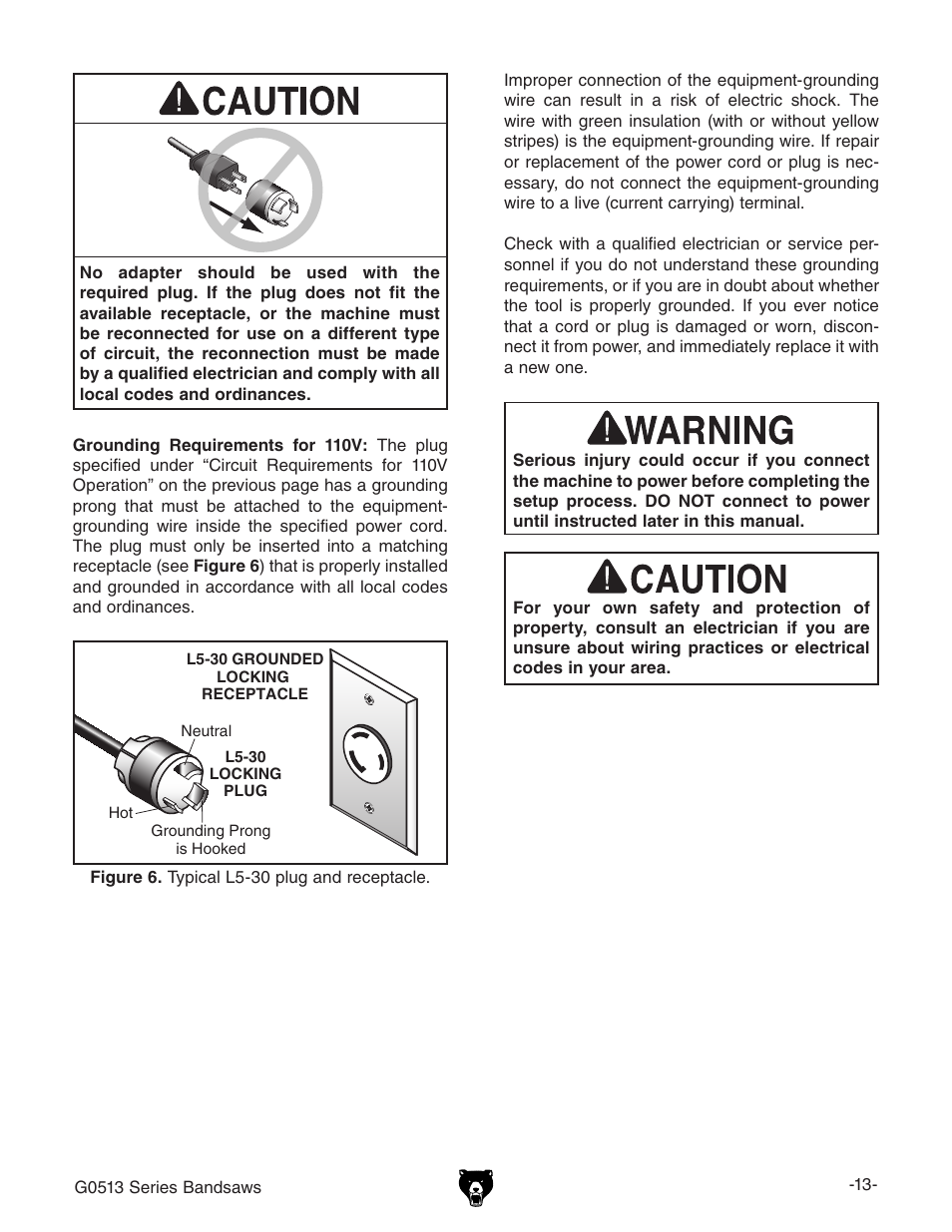 Grizzly 17" Heavy Duty-Bandsaw G0513X2BF User Manual | Page 15 / 108