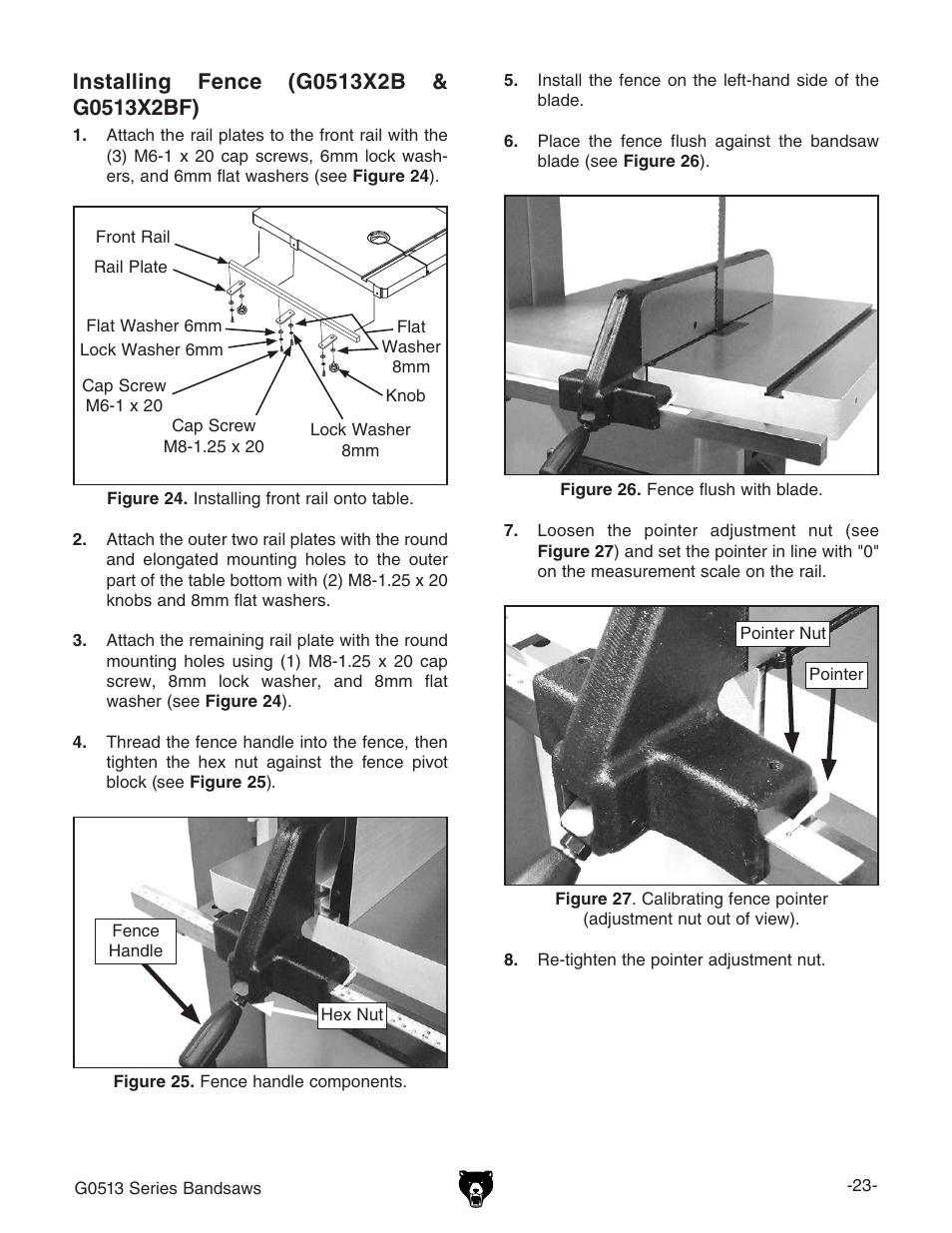 Grizzly 17" Heavy Duty-Bandsaw G0513X2BF User Manual | Page 25 / 108