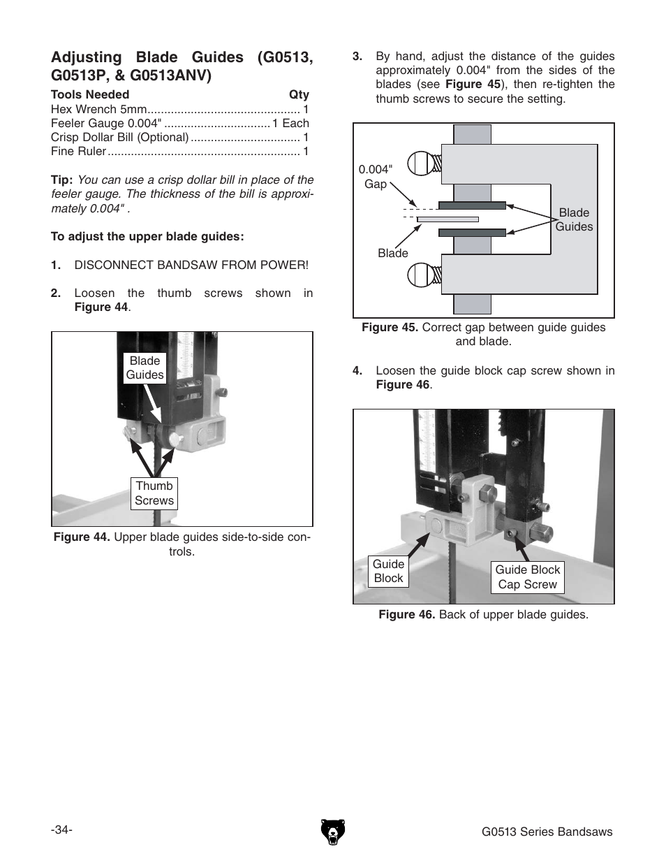 Grizzly 17" Heavy Duty-Bandsaw G0513X2BF User Manual | Page 36 / 108