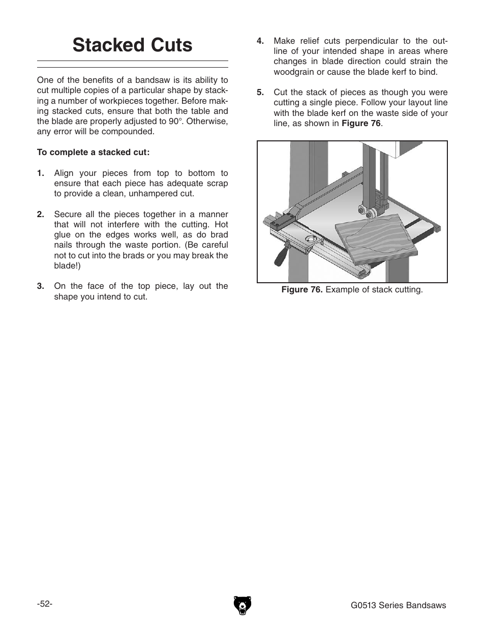 Stacked cuts | Grizzly 17" Heavy Duty-Bandsaw G0513X2BF User Manual | Page 54 / 108