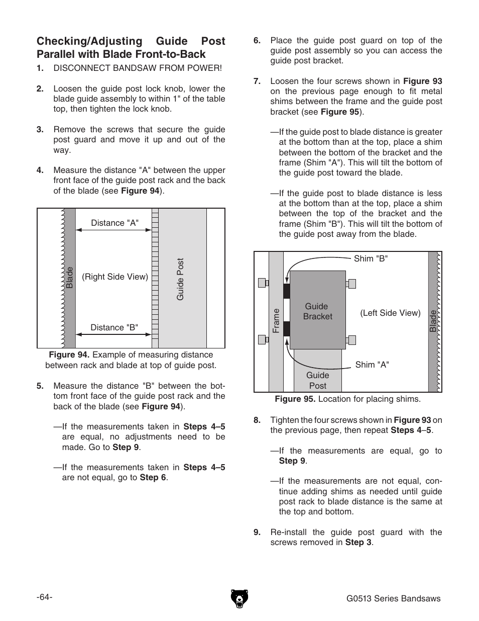 Grizzly 17" Heavy Duty-Bandsaw G0513X2BF User Manual | Page 66 / 108