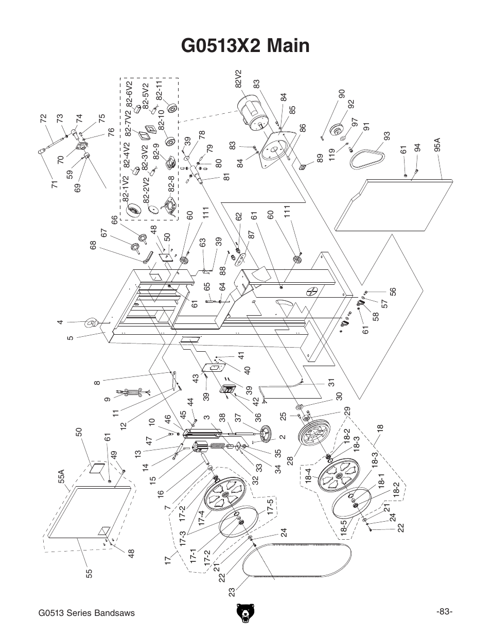 Grizzly 17" Heavy Duty-Bandsaw G0513X2BF User Manual | Page 85 / 108