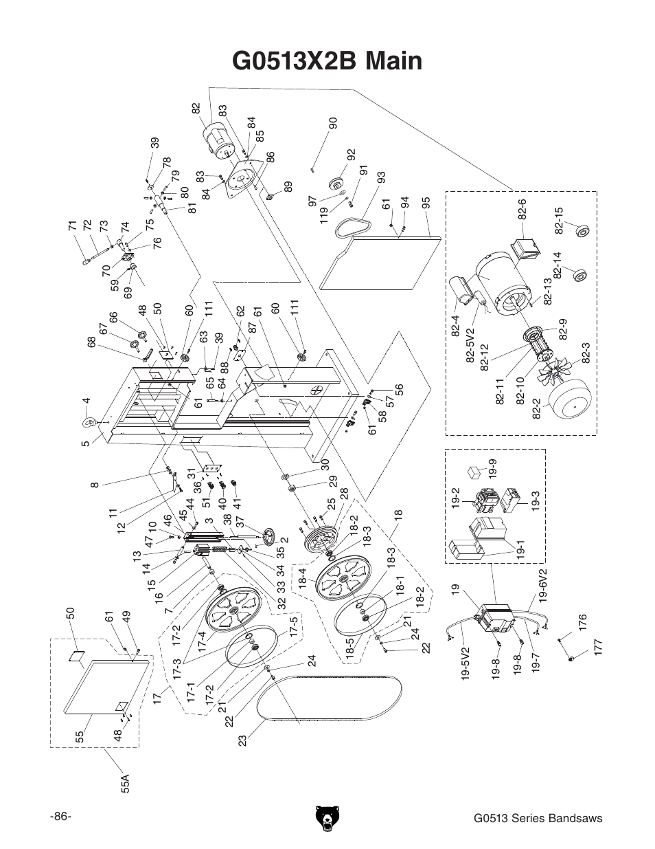 Grizzly 17" Heavy Duty-Bandsaw G0513X2BF User Manual | Page 88 / 108