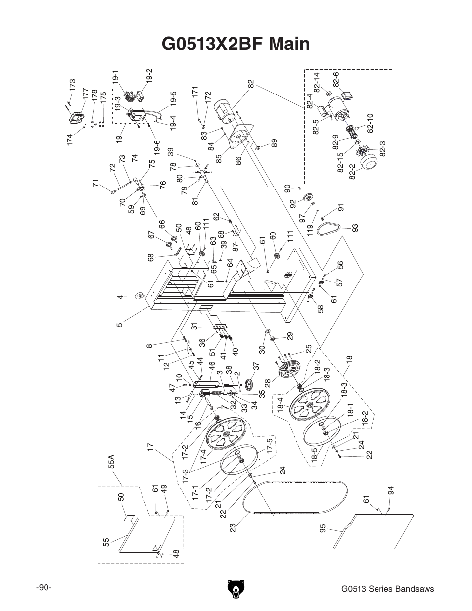 Grizzly 17" Heavy Duty-Bandsaw G0513X2BF User Manual | Page 92 / 108