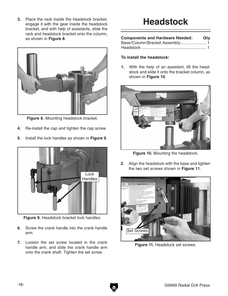 Headstock | Grizzly G9969 User Manual | Page 18 / 44