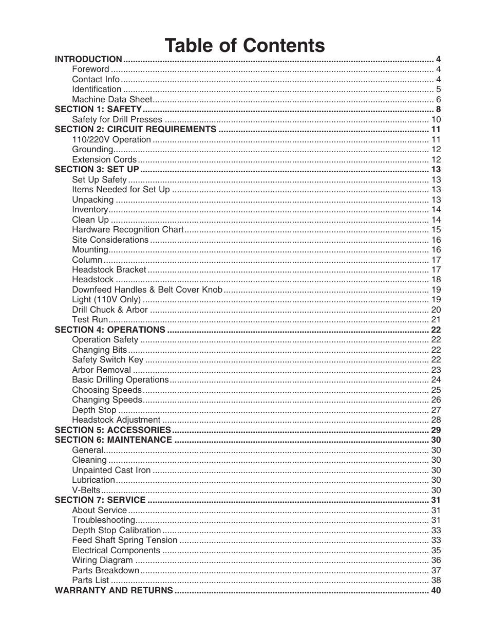 Grizzly G9969 User Manual | Page 3 / 44