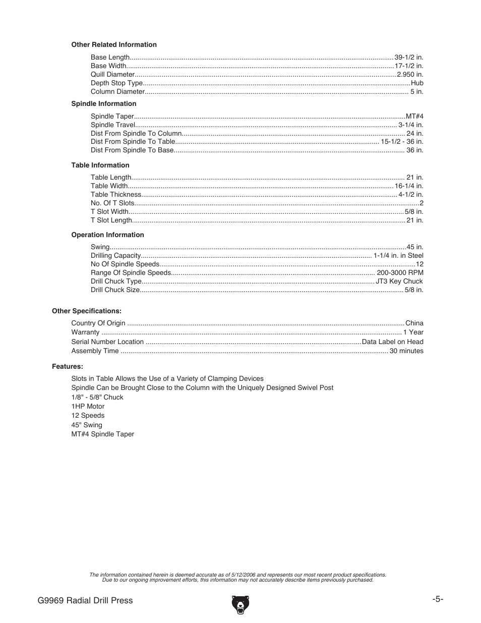 Grizzly G9969 User Manual | Page 7 / 44