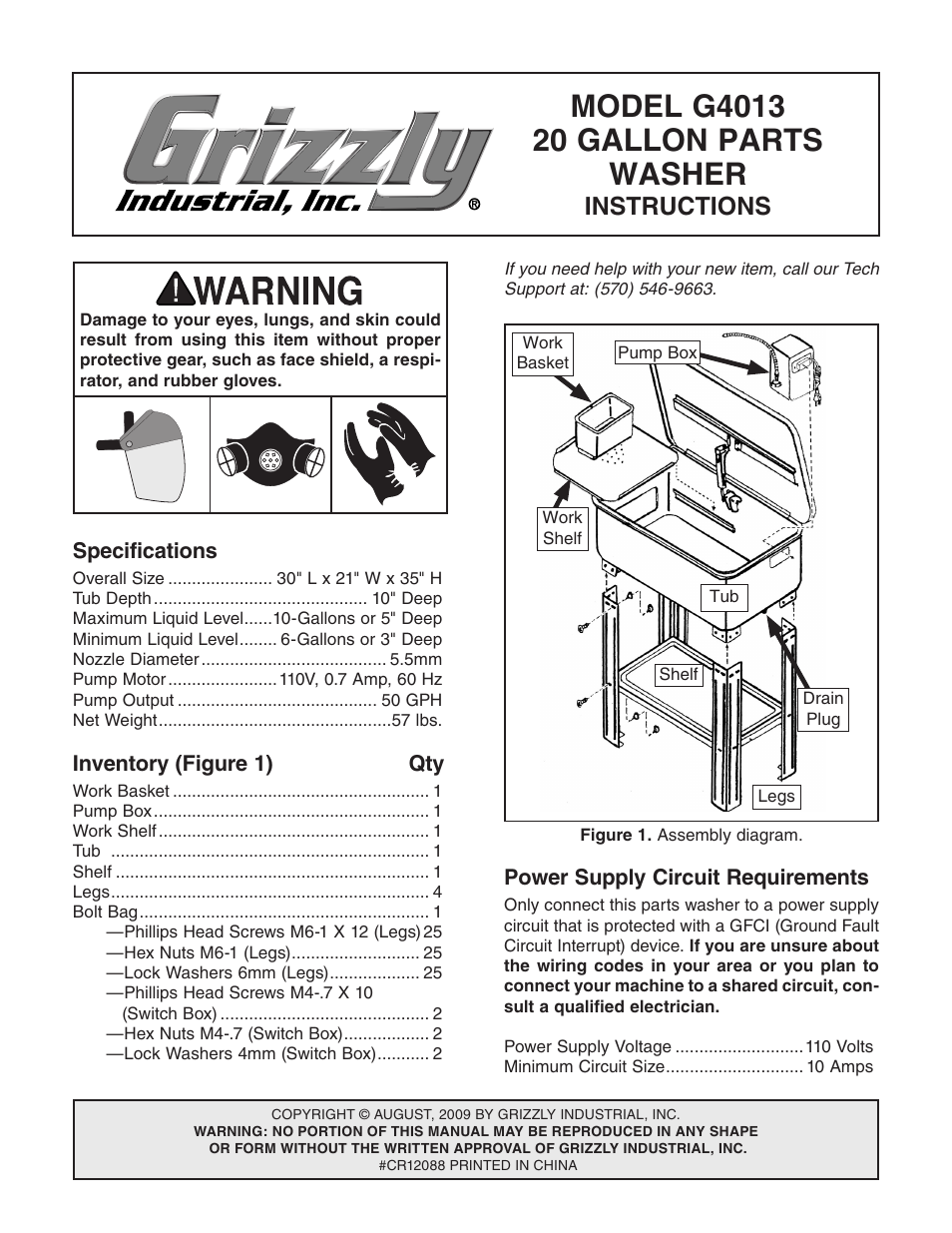 Grizzly G4013 User Manual | 8 pages
