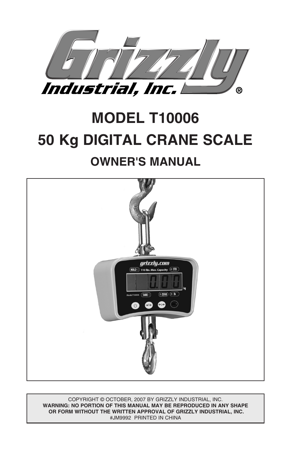 Grizzly T10006 User Manual | 16 pages