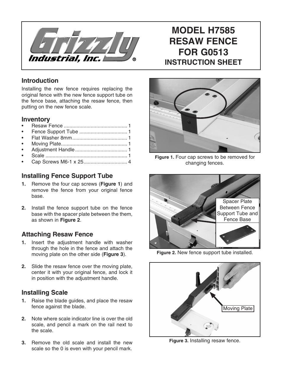 Grizzly H7585 User Manual | 2 pages