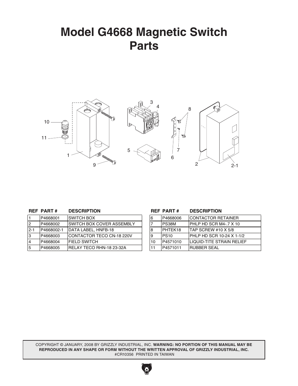 Grizzly G4668 User Manual | 1 page