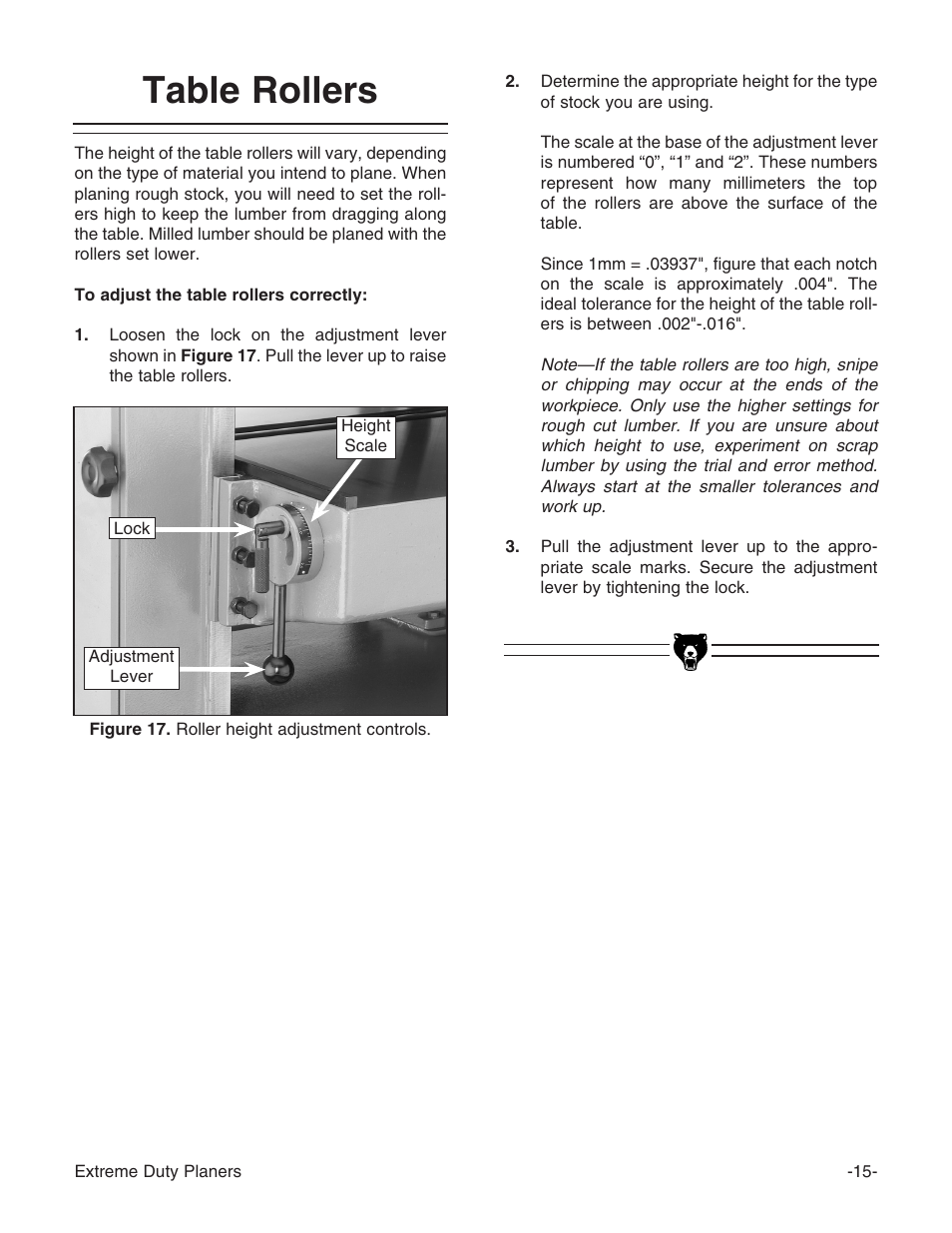 Table rollers | Grizzly G9961 User Manual | Page 17 / 76