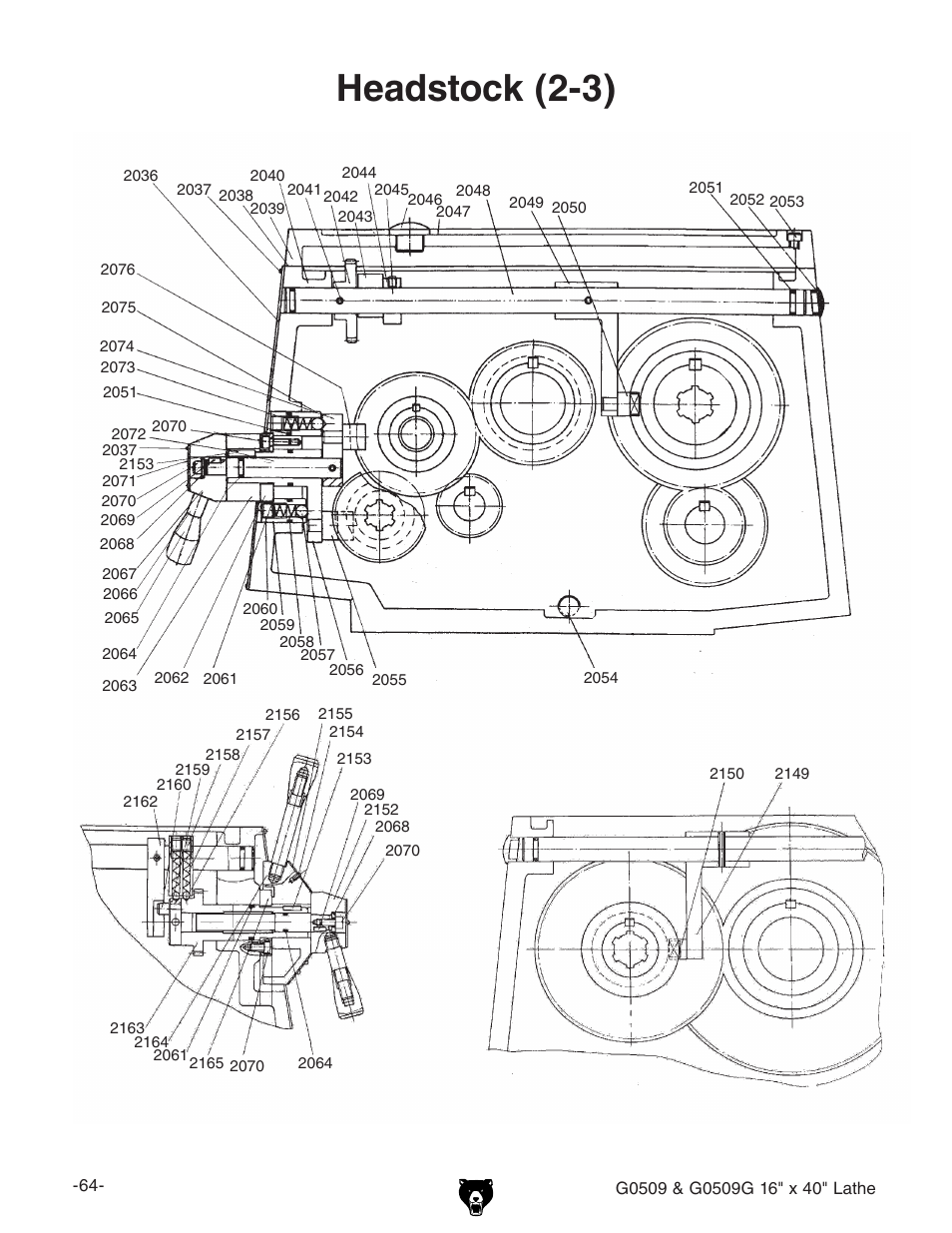 Headstock (2-3) | Grizzly G0509 User Manual | Page 66 / 92