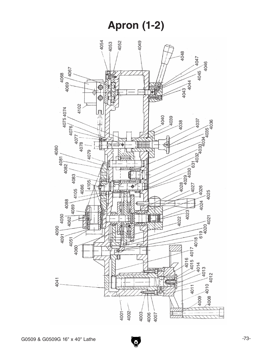 Apron (1-2) | Grizzly G0509 User Manual | Page 75 / 92