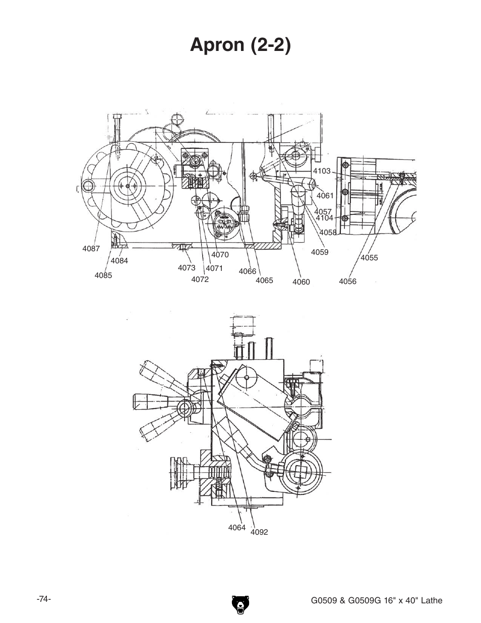 Apron (2-2) | Grizzly G0509 User Manual | Page 76 / 92