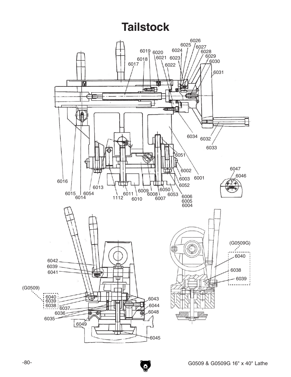 Tailstock | Grizzly G0509 User Manual | Page 82 / 92