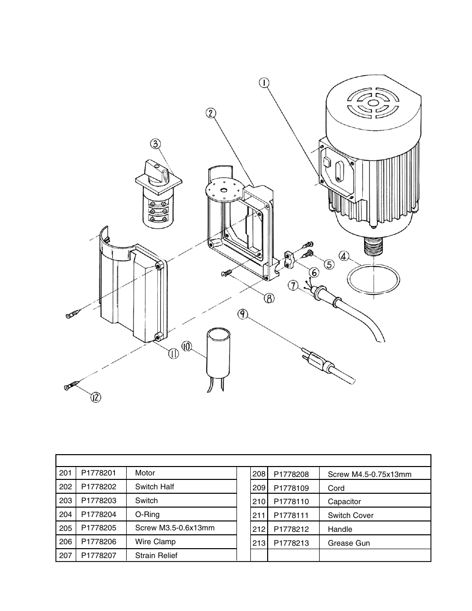 F. parts list – motor diagram e. motor diagram | Grizzly G1778 User Manual | Page 20 / 20
