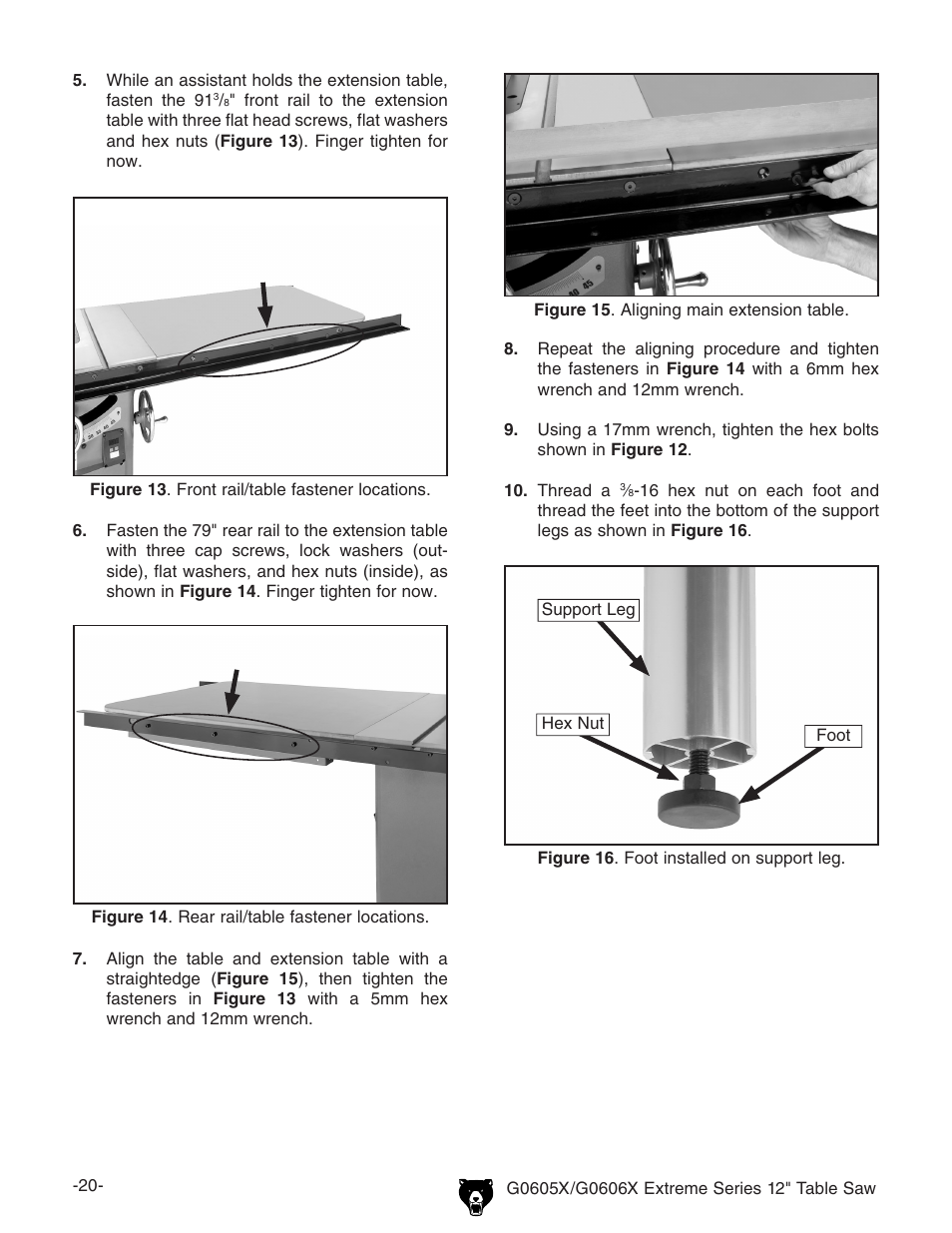 Grizzly G0605X/G0606X User Manual | Page 22 / 76