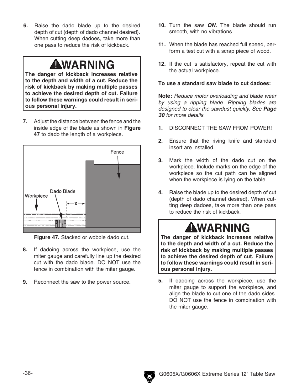 Grizzly G0605X/G0606X User Manual | Page 38 / 76