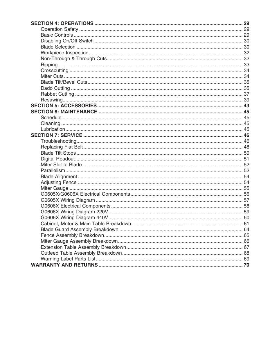 Grizzly G0605X/G0606X User Manual | Page 4 / 76