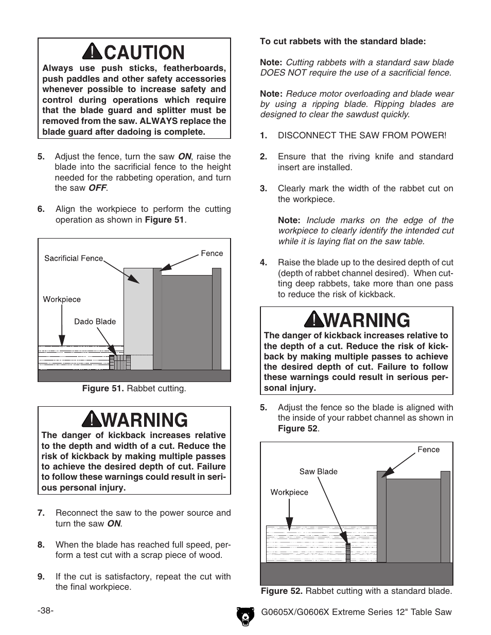 Grizzly G0605X/G0606X User Manual | Page 40 / 76
