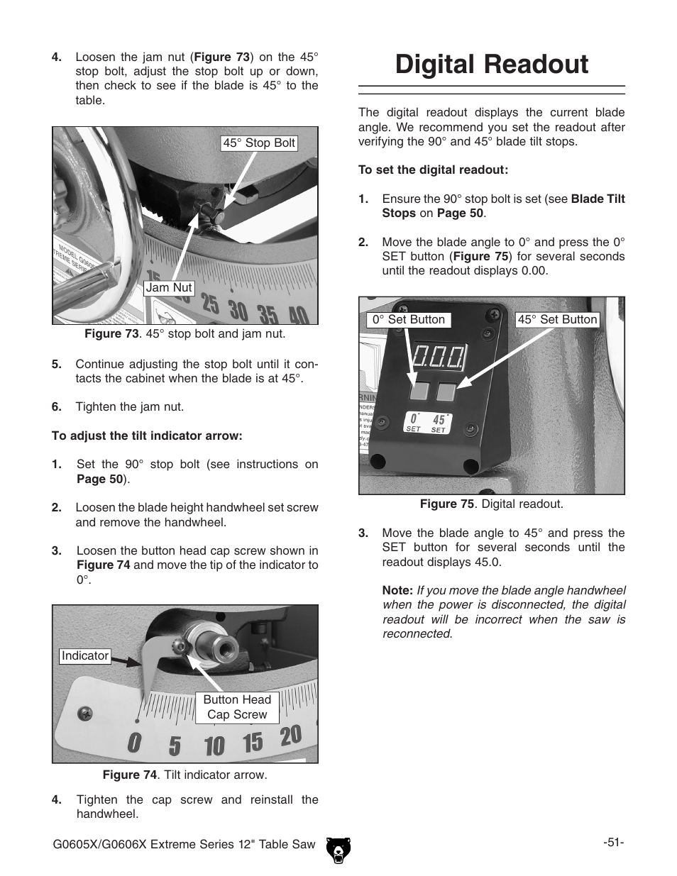 Digital readout | Grizzly G0605X/G0606X User Manual | Page 53 / 76