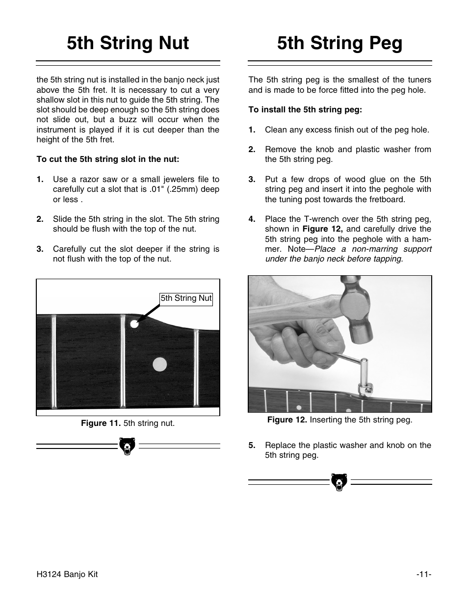 5th string peg, 5th string nut | Grizzly H3124 User Manual | Page 13 / 24