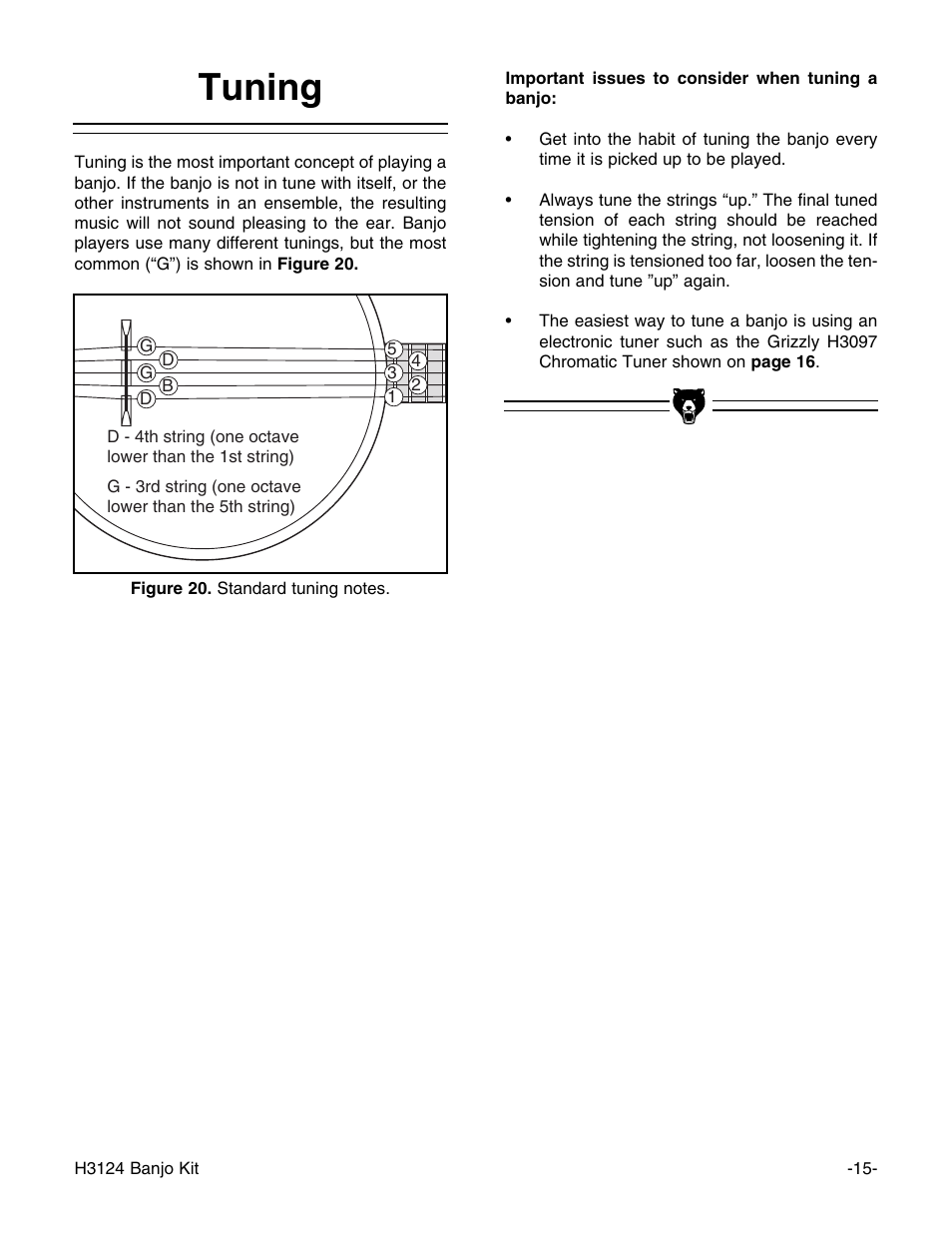 Tuning | Grizzly H3124 User Manual | Page 17 / 24