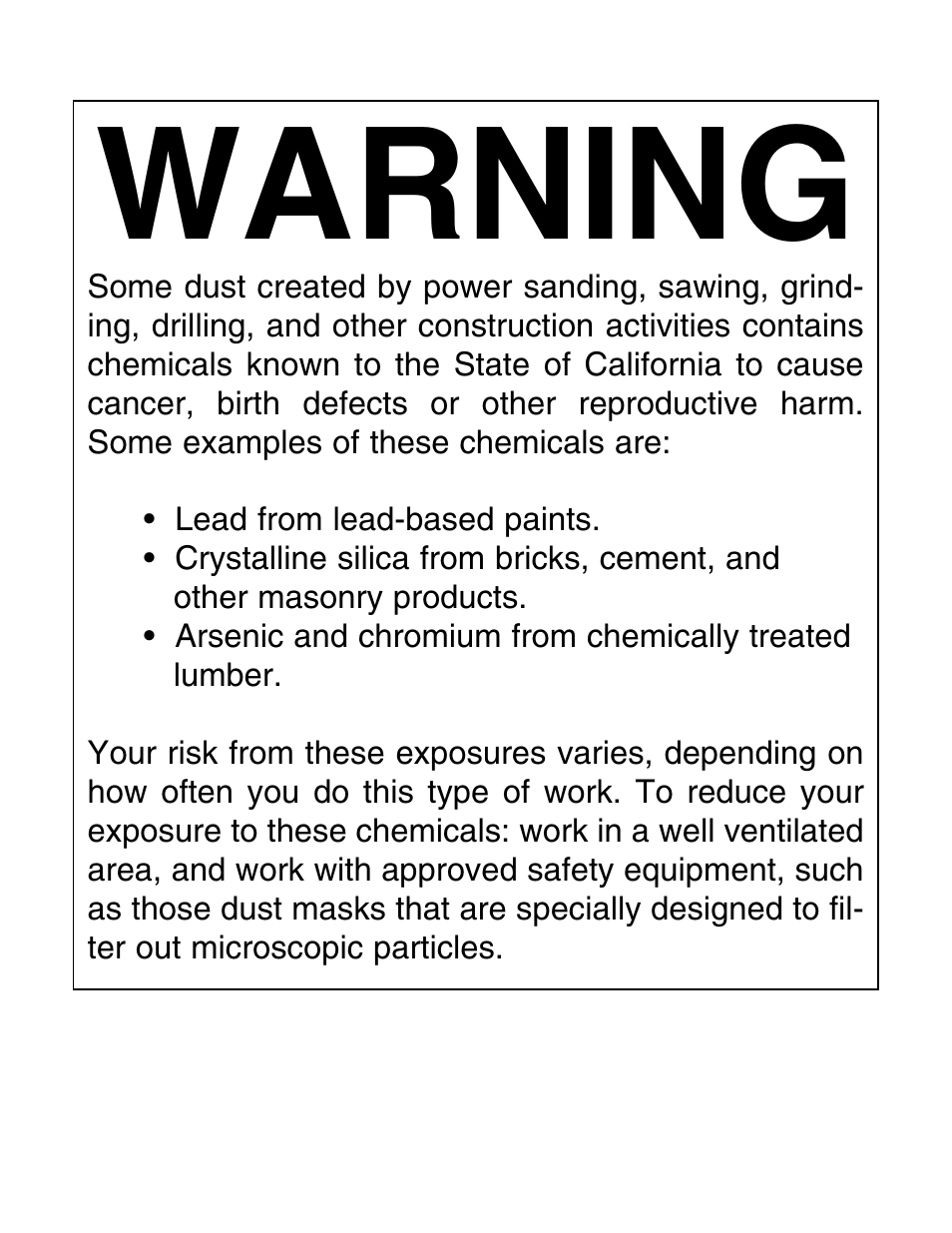 Warning | Grizzly H3124 User Manual | Page 2 / 24