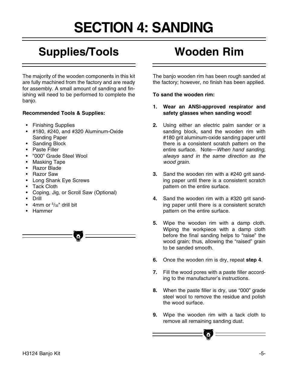 Wooden rim, Supplies/tools | Grizzly H3124 User Manual | Page 7 / 24