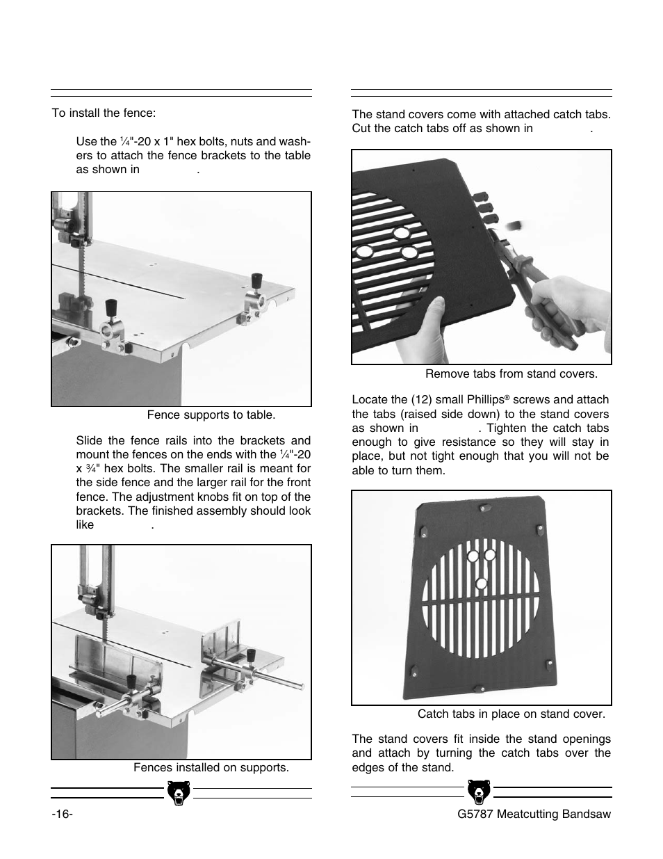 Stand cover, Fence | Grizzly G5787 User Manual | Page 17 / 37