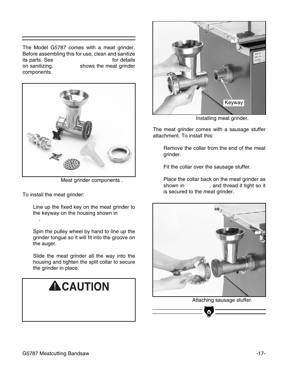 Meat grinder | Grizzly G5787 User Manual | Page 18 / 37